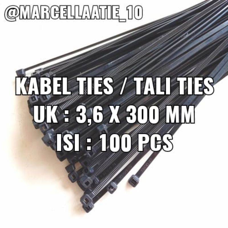 

KABEL TIES TALI TIES TALI TIS HITAM UKURAN 3,6 x 300 MM isi 100 pcs