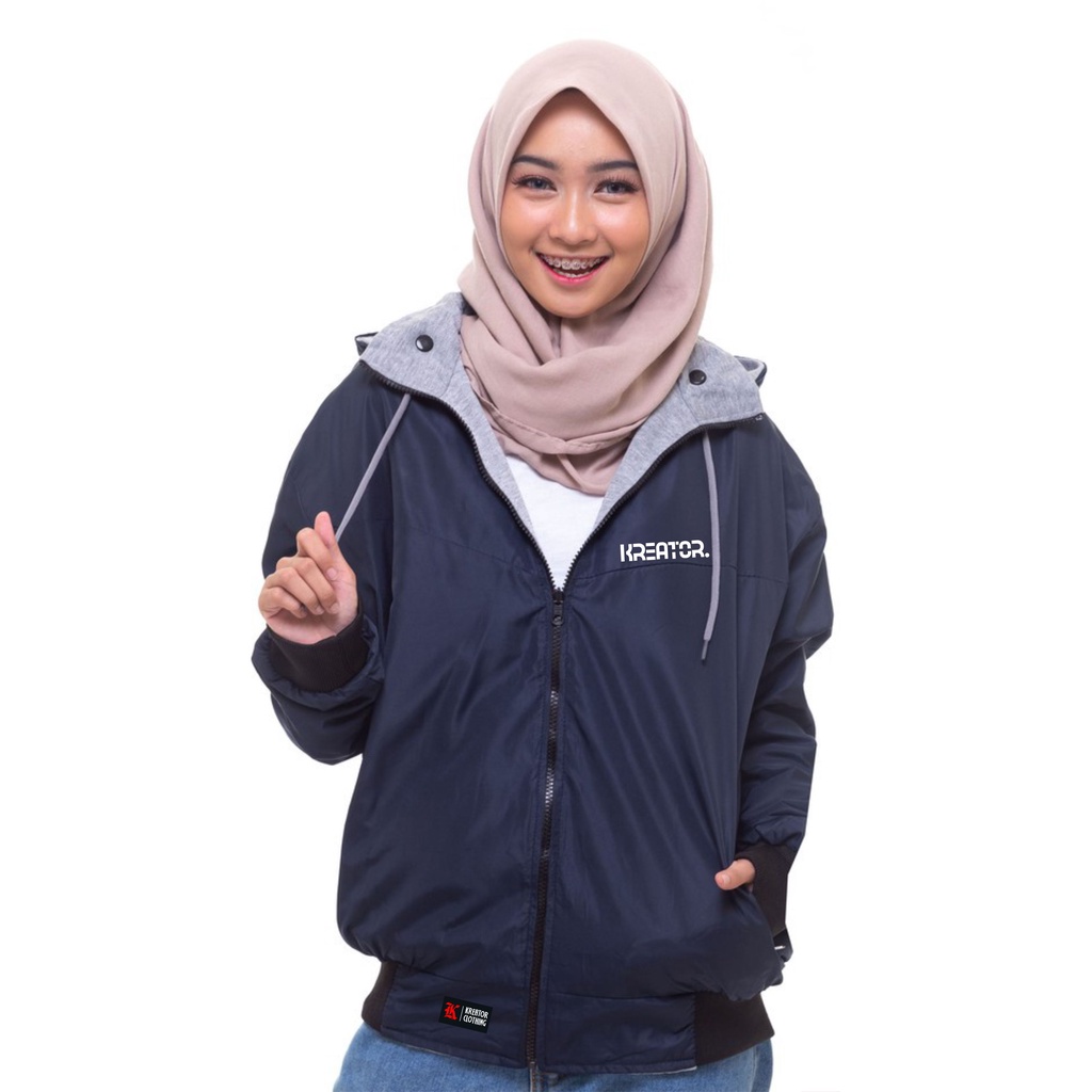 JAKET WANITA BB BOLAK BALIK  PARASUT OUTDOOR GAYA KOREA JACKET WATERPROOF HOODIE BISA DI LEPAS