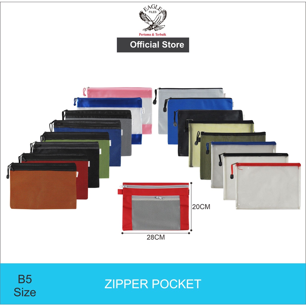 

EAGLE Zipper Pocket B5 / Tempat Pensil / Pencil Case / Map Kain Resleting