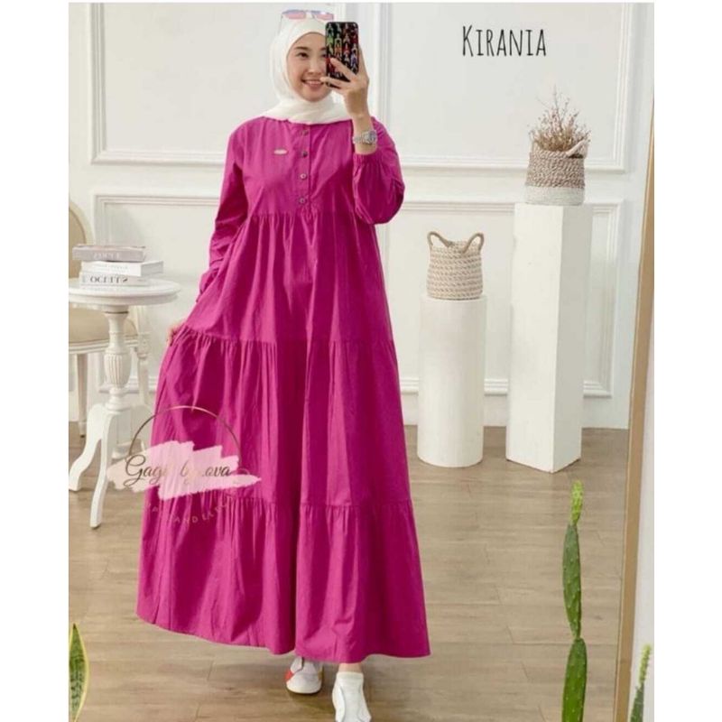 DRESS JUMBO KIRANIA MIDI DRESS BAHAN KATUN RAYON FASHION BY GAGIL FASHION WANITA