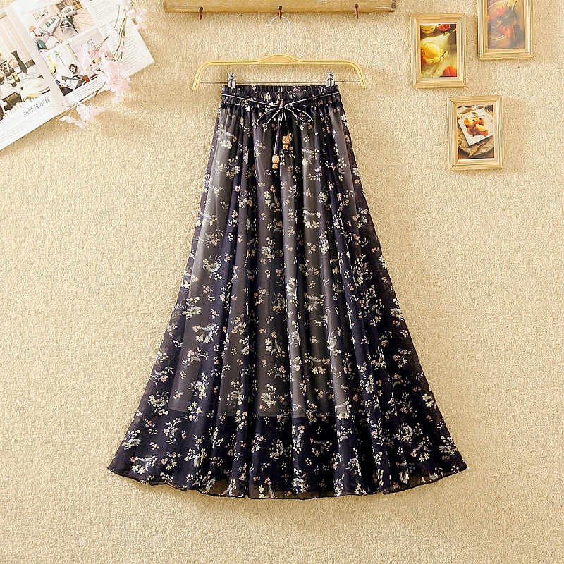 [UNI 027B] ROK PANJANG | ROK KOREA | FASHION SKIRT KOREA | ROK MOTIF BUNGA | ROK PREMIUM