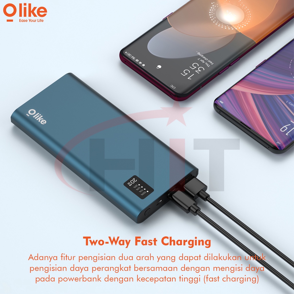 Olike PowerBank 10000mAh 3A Dual Output Port USB &amp; Type-C Original