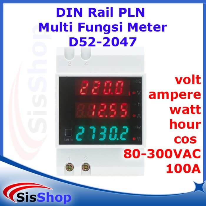 DIN RAIL PLN AC VOLT AMPERE WATT POWER MULTI METER KWH COS PHI MCB