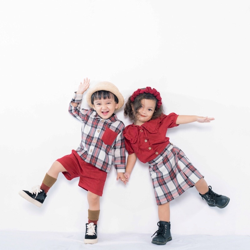 Calvin Celya Flanel Couple Set Short &amp; Skort