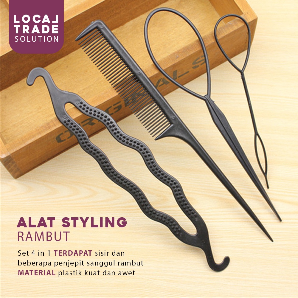 Alat Styling Sanggul Rambut Praktis Sisir Kepang 4 In 1