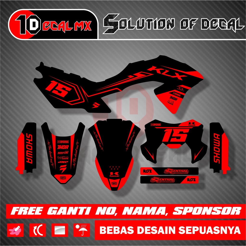 Decal KLX BF MERAH HITAM SIMPLE FULL BODY