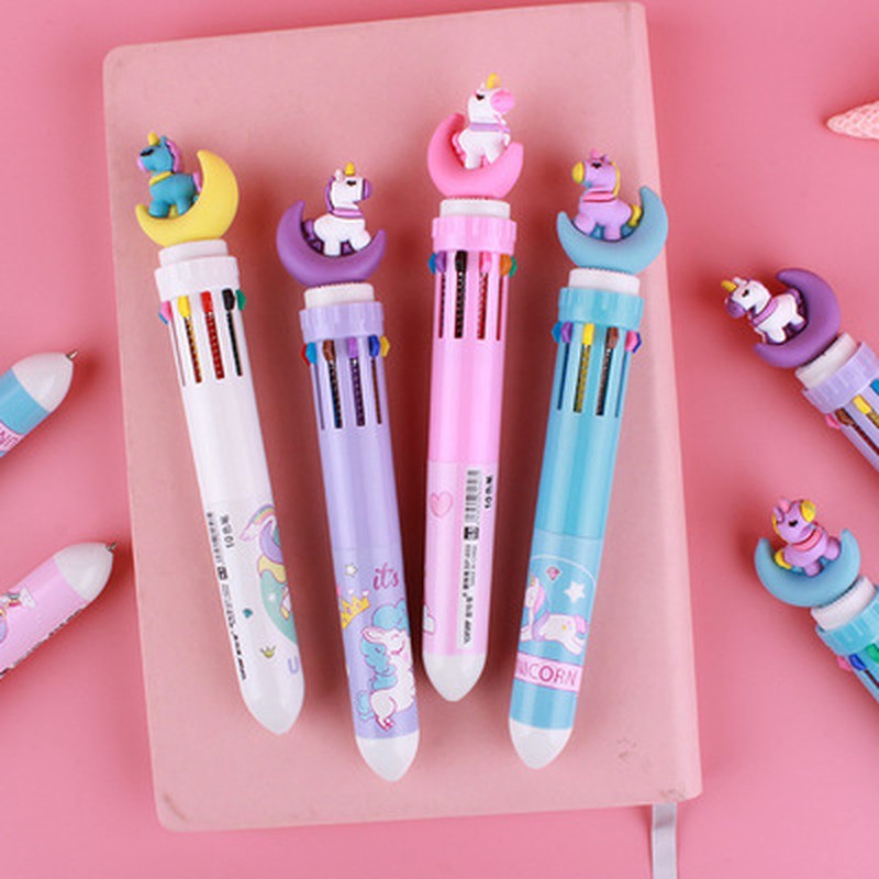 Multi-Color 10 in 1 Moon Unicorn Ballpoint Pen