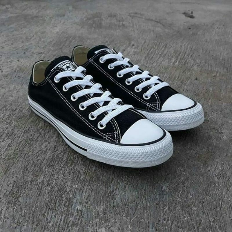 Sepatu Converse Allstar Classic Ox Black White Hitam Putih Import Vietnam Sekolah Kerja Kuliah Murah