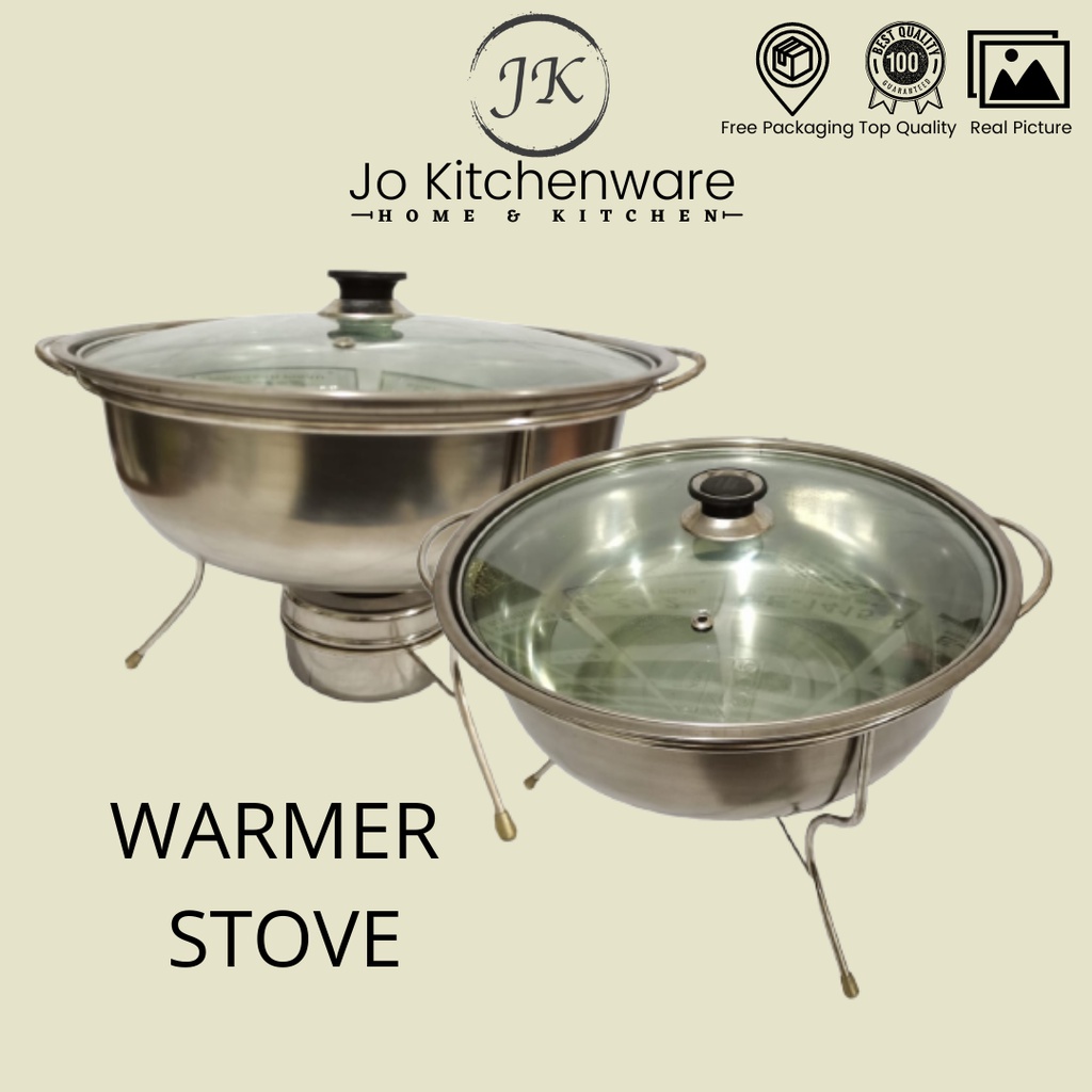 Warmer Stove Panci Prasmanan Sayur Soup stainless + Tutup Kaca