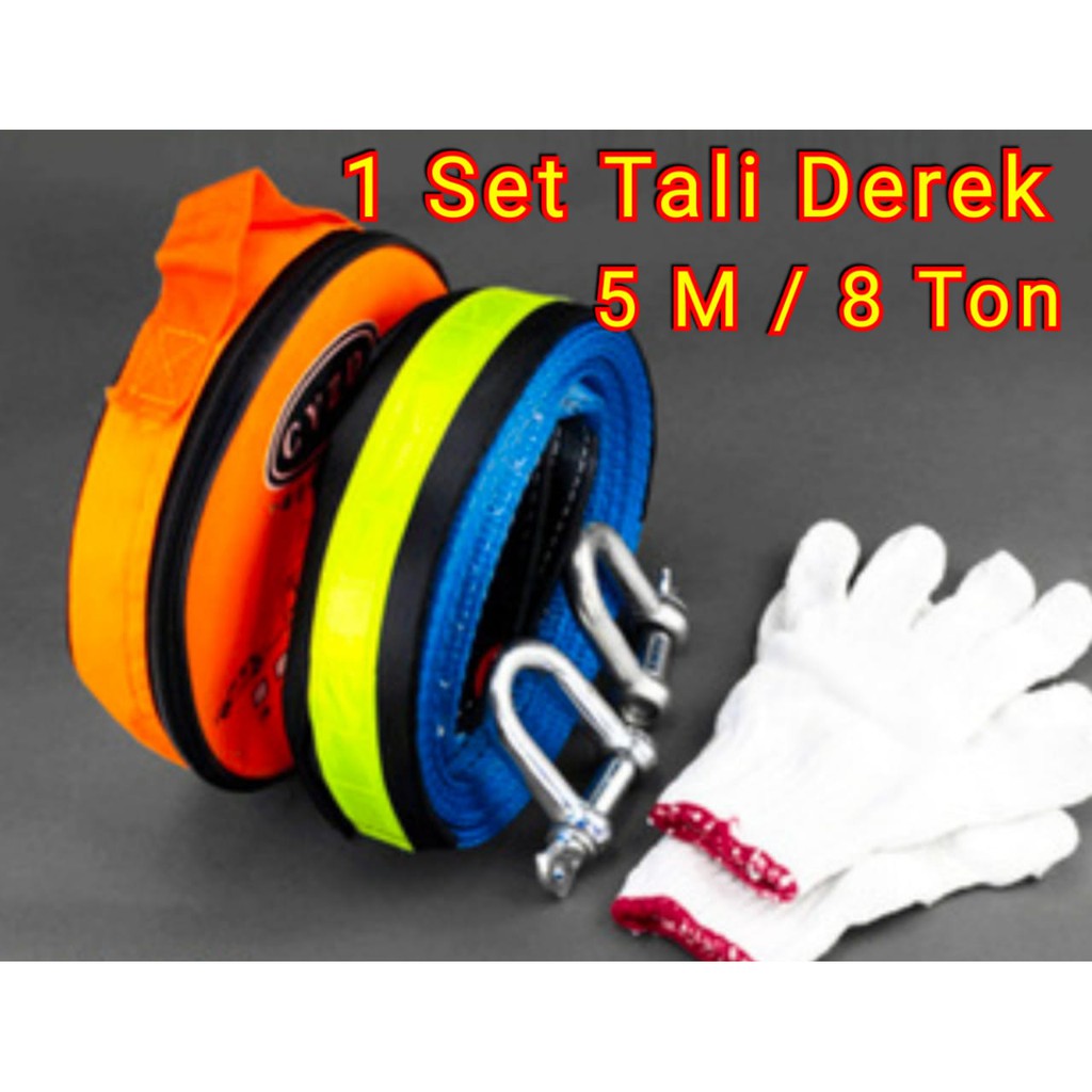 Tali Derek Mobil 5 Meter 8 Ton / Emergency Tow Rope / Tali mobil - HIGH QUALITY Towing