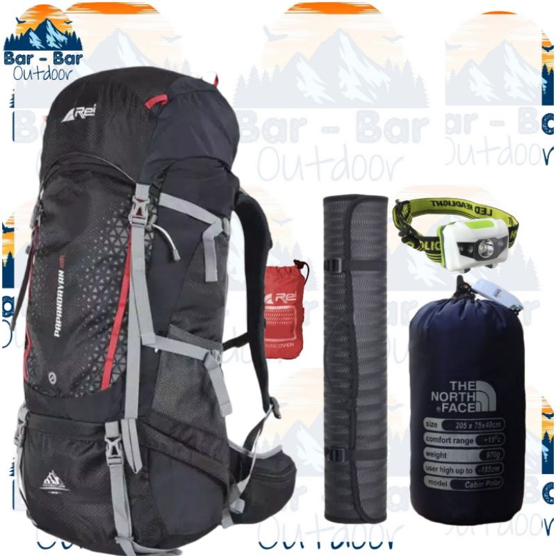 Paket Perlengkapan Peralatan Outdoor Tas Gunung Carrier Arei Rei Papandayan 60L