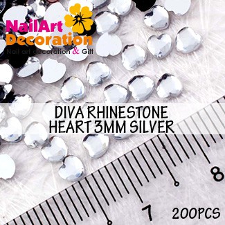 DEKORASI CLAY / RESIN / SLIME / NAIL ART RHINESTONE HEART 2.5 MM