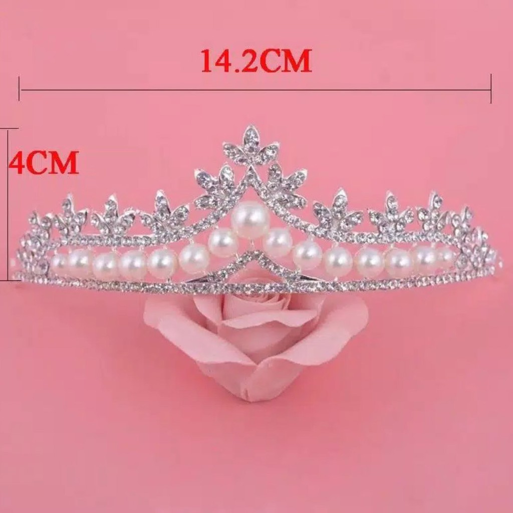 Tiny Crown Mutiara Putih - Hiasan Hijab / Aksesories Rambut Pengantin / Kepala - Mahkota Elegan