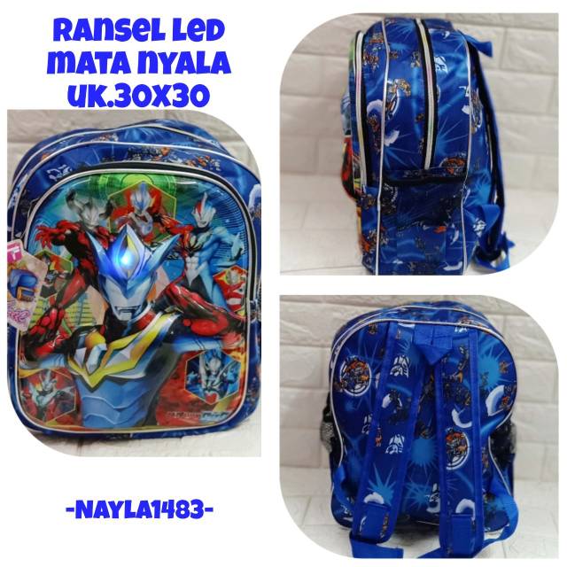 Tas ransel anak Ultraman Led gambar timbul