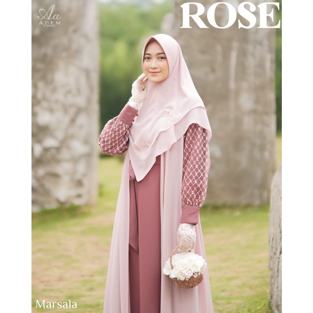 Gamis Polos Syari Dress Busui Rose Ori by Aden Hijab