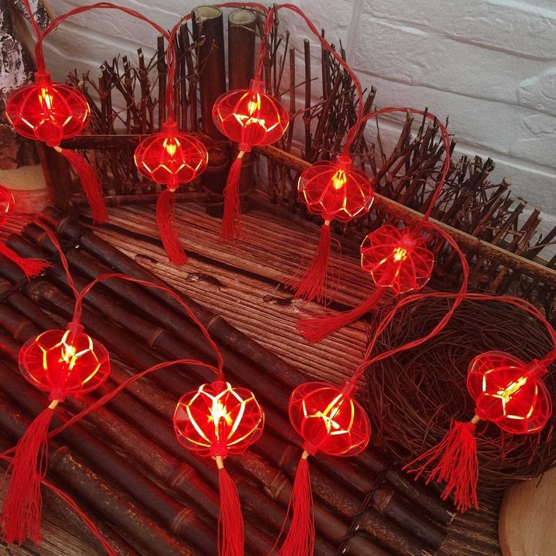 Lampu String Led Tradisional Warna Merah Tenaga Baterai Untuk Festival