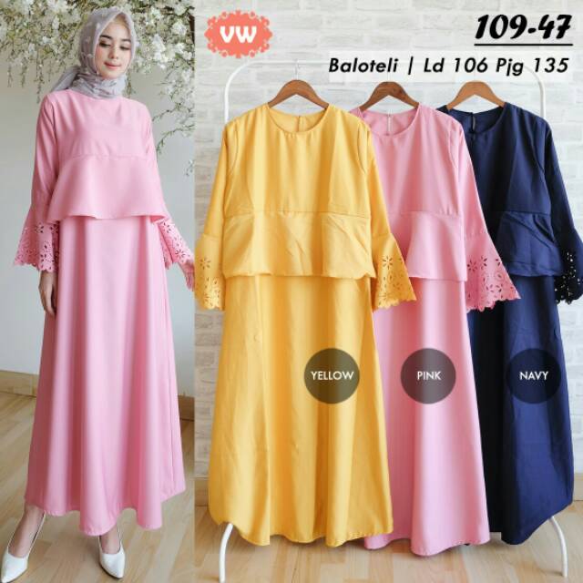 Gamis Savana Baloteli Polos Syari Dress Muslim Modern Laser Cutting