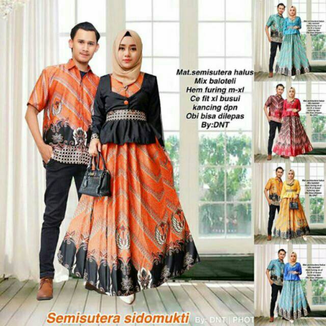Couple batik sarimbit couple gamis batik semi sutra