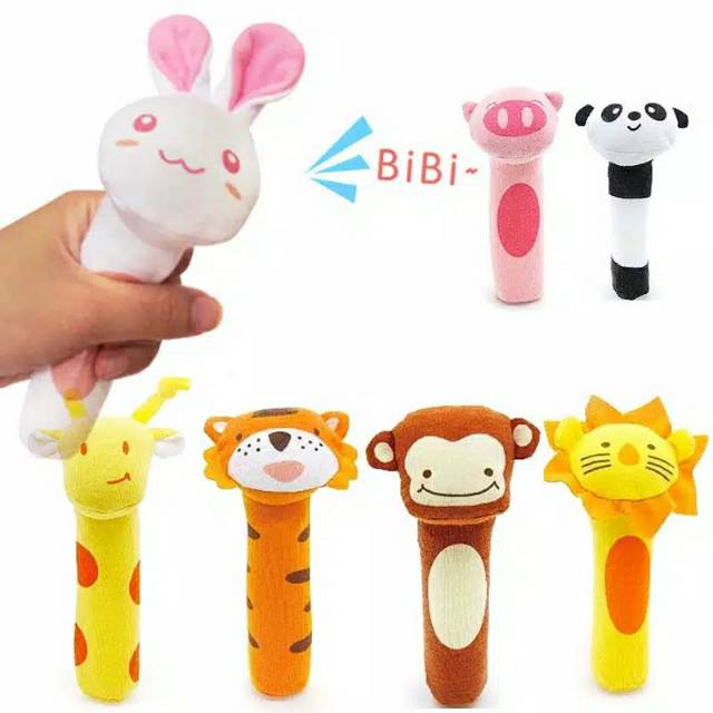 Mainan Boneka Tangan Bayi Bunyi Baby Hand Rattle Toy Stick