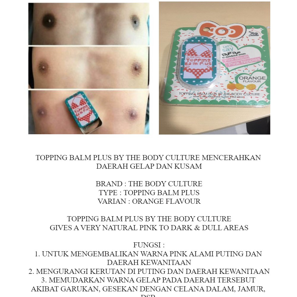 [COD] TOPPING BALM Mencerahkan Selangkangan Ketiak Puting dalam 2 Minggu | The Body Culture Thailand