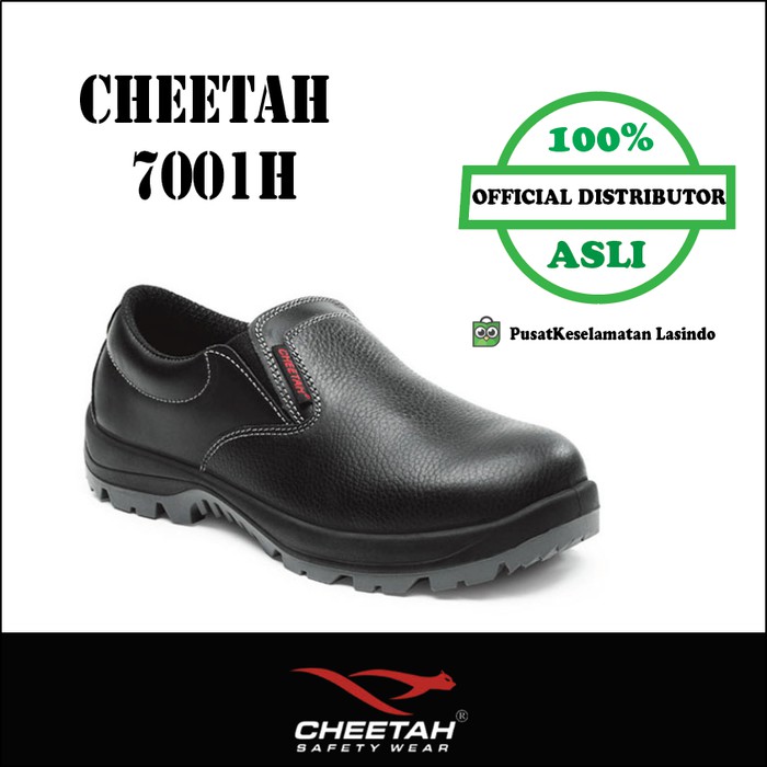 unik sepatu safety cheetah safety shoes 7001 h  black    5 tools berkualitas