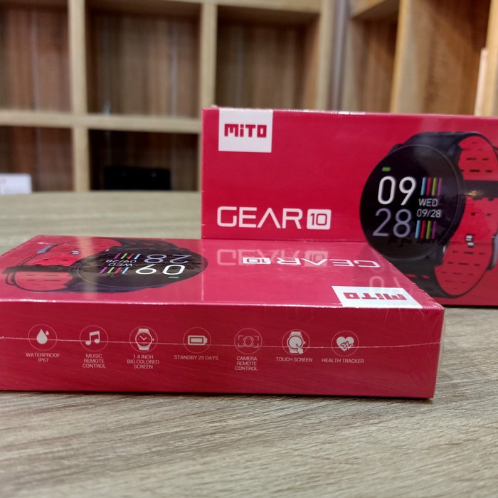 Mito Gear 10 / Smartband / Smartwatch - Garansi Resmi dan Original Mito - Merah - Hitam - HitamMerah