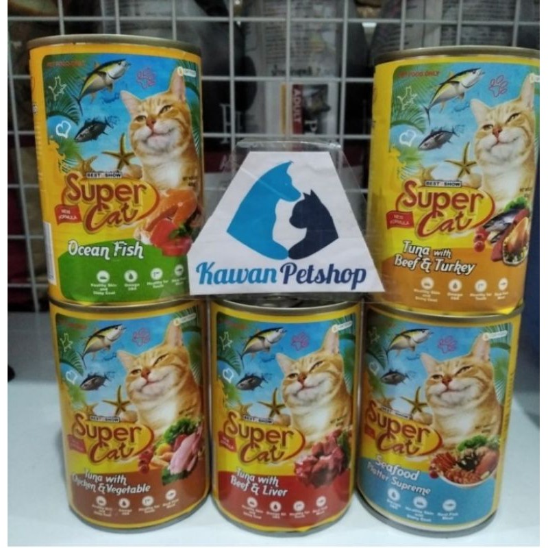 makanan basah super cat kaleng Adult All Varian 400 gram- Supercat Kaleng Adult