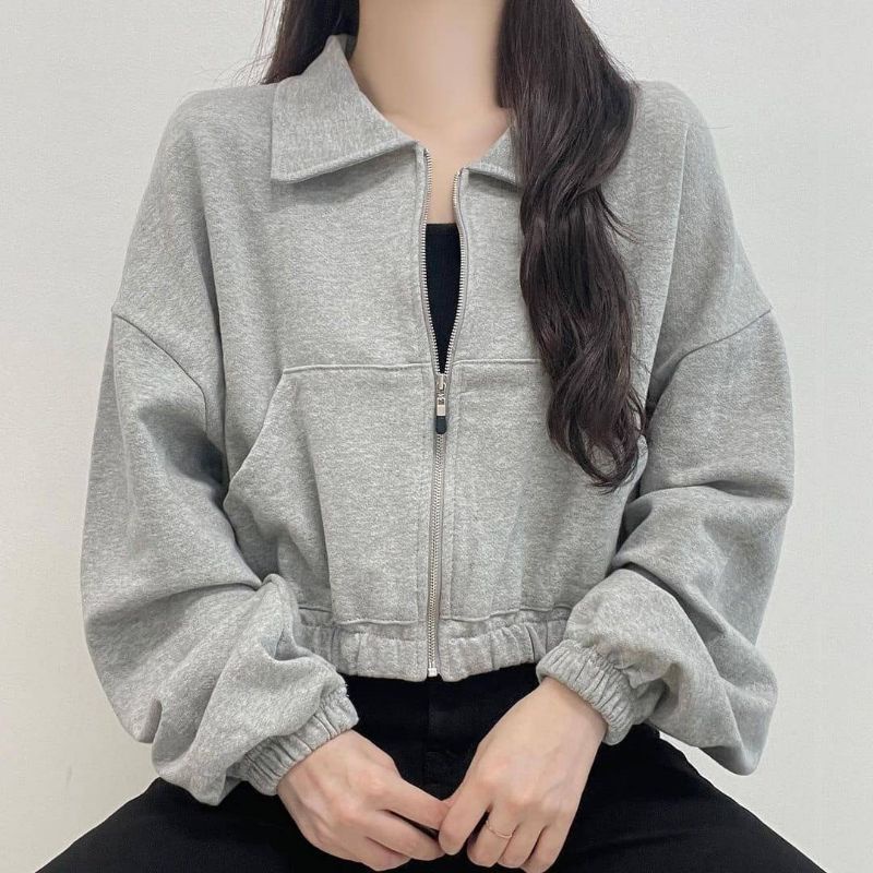 JACKET CROP - VADA COLLAR JACKET - STYLE KOREA - JACKET CROOPE ZIPER