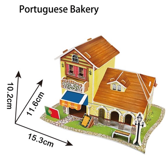 Miniatur Bangunan 3d - PORTUGUESE Building - Miniature 3D Puzzle DIY - Koleksi Pajangan - Pazel Bangunan Portugis