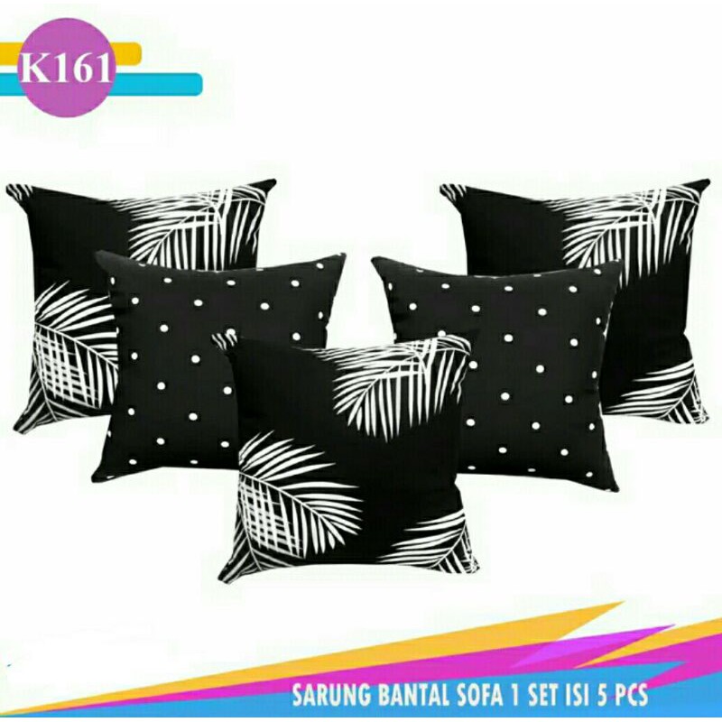 Set sarung bantal kursi sofa cushion cover 60x60 cm Sarban Palma Hitam