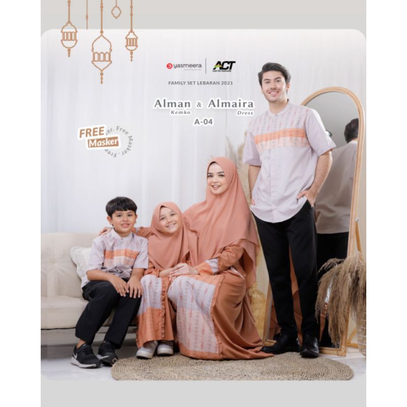 YASMEERA - FAMILY SET ALMAN ALMAIRA 2021 KODE 04 / SARIMBIT KELUARGA / GAMIS COUPLE FREE MASKER