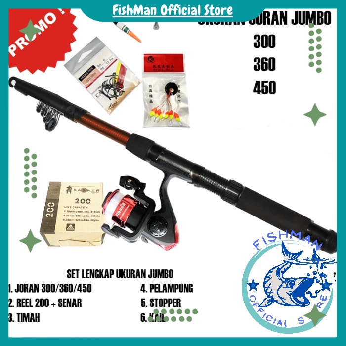 Jual Alat Joran Stik Gagang Pancing Pancingan Set Laut Lengkap Dengan