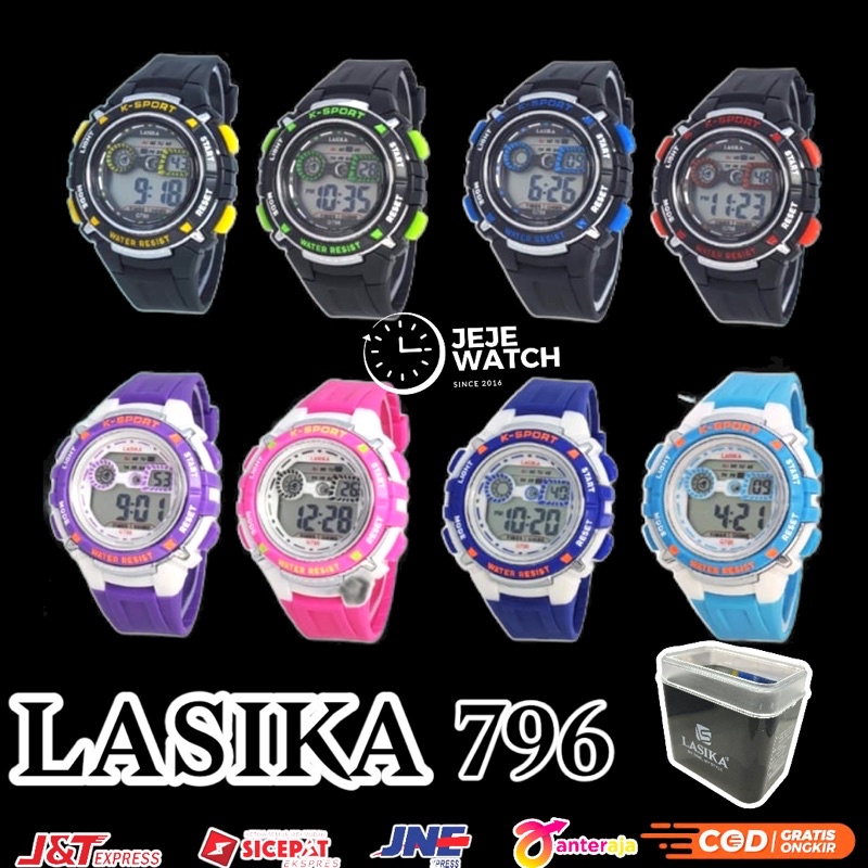 jam tangan digital cowok &amp; cewek lasika 100% original &amp; water resistant 796