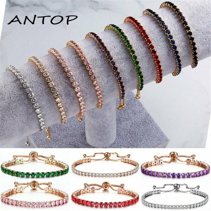 Fashion Serut Gelang Berlian Imitasi Lingkaran Wanita Tangan Rantai Gelang Aksesoris ANTOP