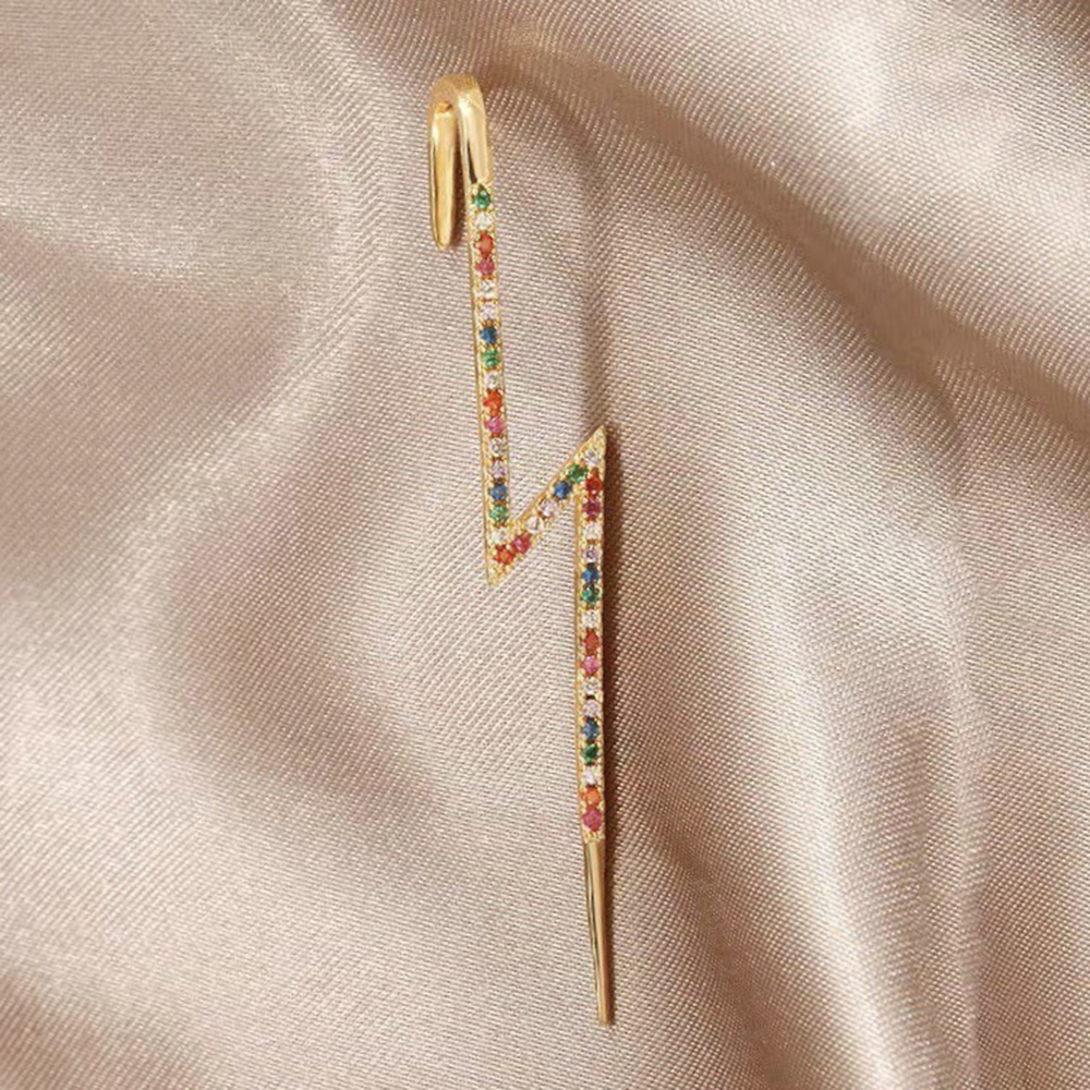 XIJING1  1pc Anting Tindik Zirkon Bertatahkan Tembaga, Klip Tulang Telinga Desain Pribadi-5#