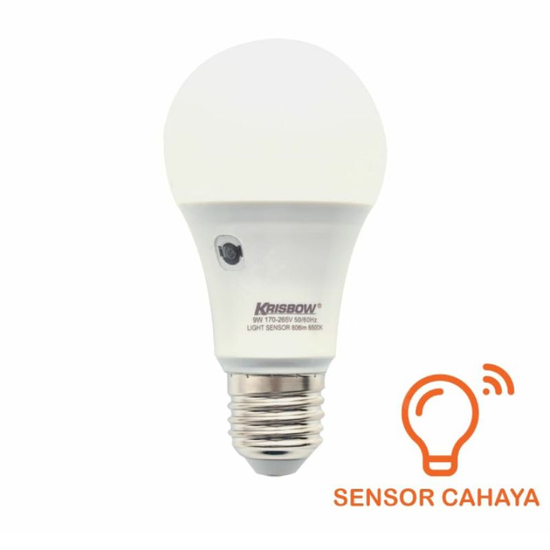 Krisbow Bohlam Led Sensor Cahaya 9watt - Cool Daylight / lampu sensor / bohlam sensor cahaya