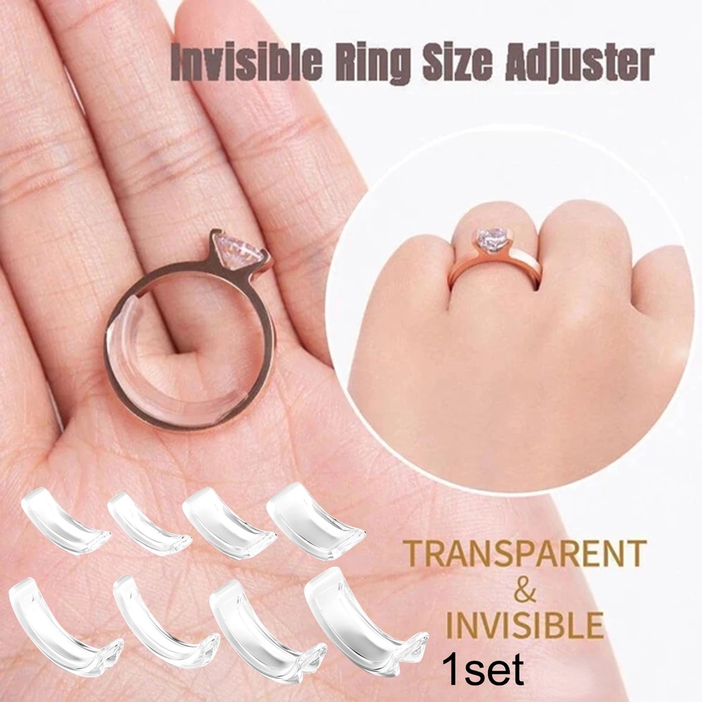 12 Pcs / Set Alat Pengatur Ukuran Cincin Bahan Plastik Transparan Anti slip Dapat Disesuaikan