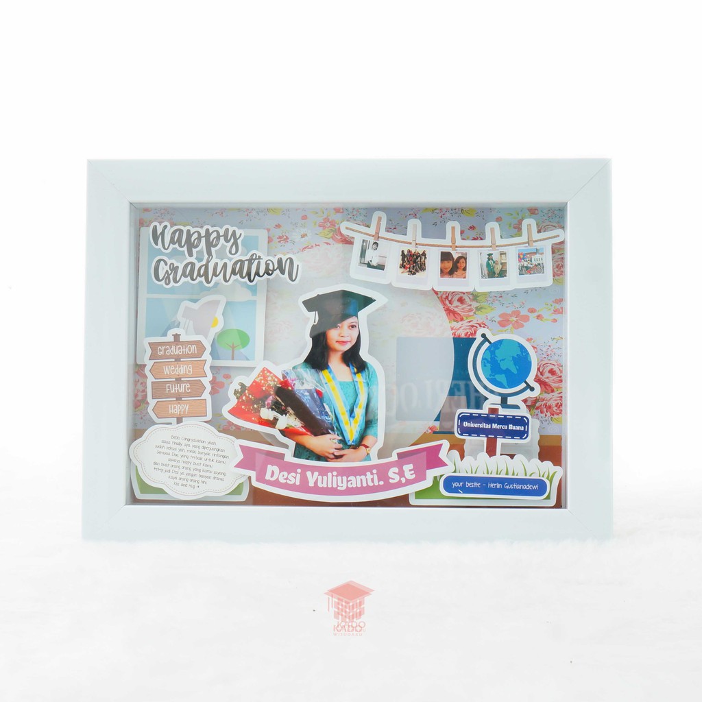 Scrap Frame Foto 3D Ukuran besar A4 Kado Wisuda