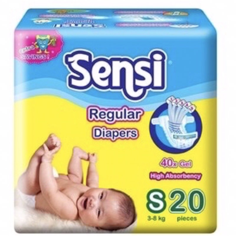 Sensi Reguler Diapers Diaper S20 M20 L20 - Sensi Popok Bayi Perekat Sekali Pakai Size S M L