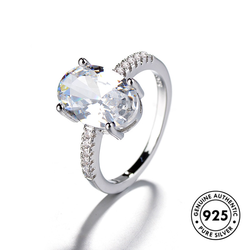 Cincin Pertunangan Lapis Emas Putih 18k Bahan S925 Silver