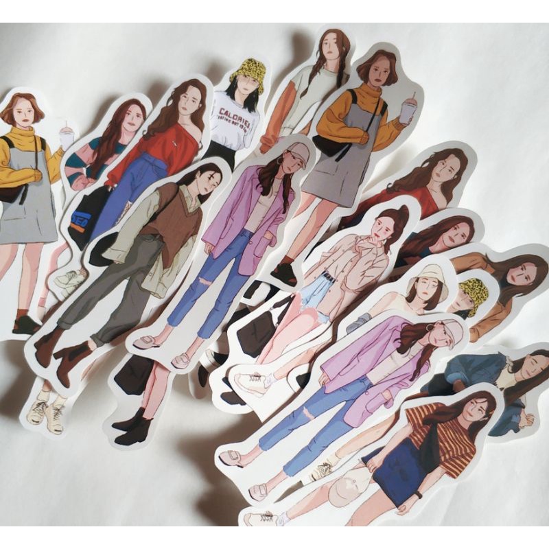 

35 Pcs Girls Illustration Sticker | Girls Ootd Sticker | Sticker Aesthetic