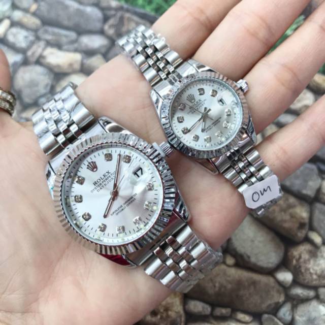 Jam Tangan Couple Rolex Rantai Tanggal Aktif New