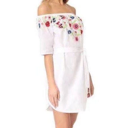 IMPORT Bordir Sabrina Mini Dress Putih Bunga Summer Pantai Jumbo White