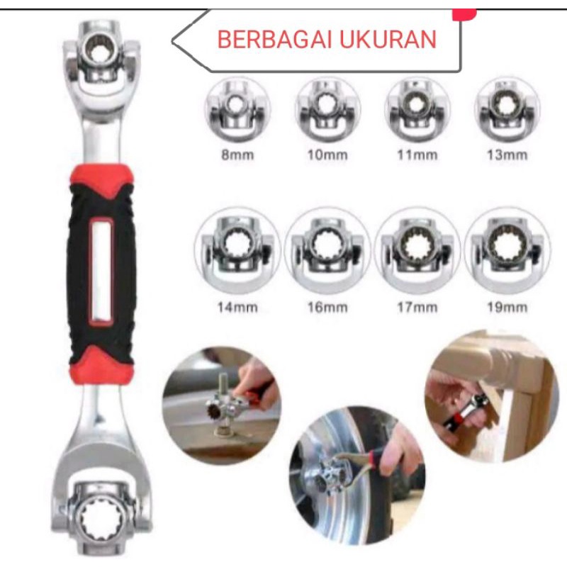 Kunci Sok Set Kunci Ring Set Multifungsi Perkakas Bengkel Motor Pengencang Mur Baut Tiger Wrench 8 in 1