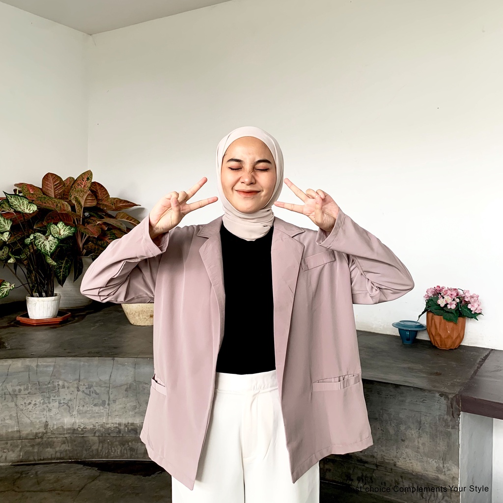 Sarah Blazer Outer Basic Korean Wanita Atasan Kerja By Mahyra