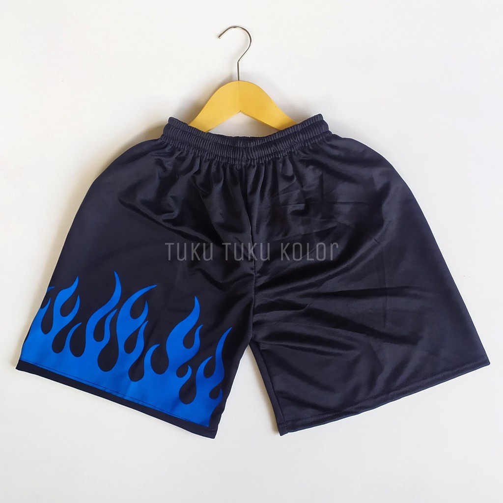 (1kg= 8pcs) Celana pendek olahraga/celana kolor/celana pendek pria/celana futsal/celana volly-ON FIRE BIRU
