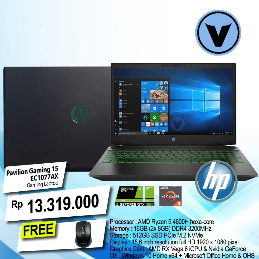 Jual HP Pavilion Gaming 15 EC1077AX Ryzen 5 4600H 16GB 512GB SSD ...