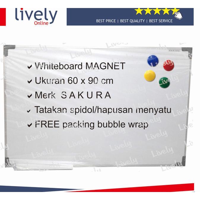 

WhiteBoard SAKURA magnet papan tulis white board 60x90