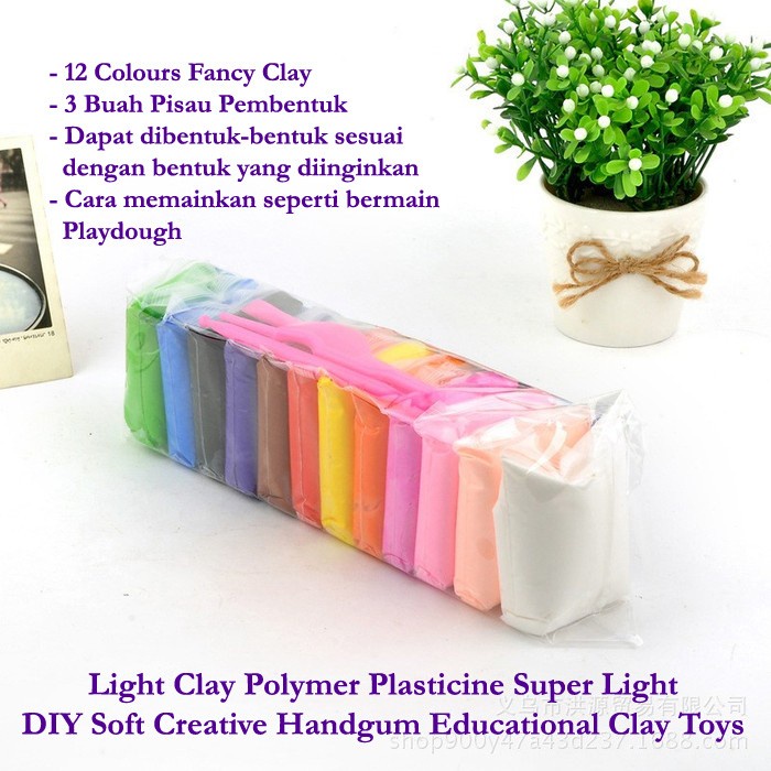 Mainan Edukasi Anak Polymer Clay Magic -  isi 12 Color/set Light Clay