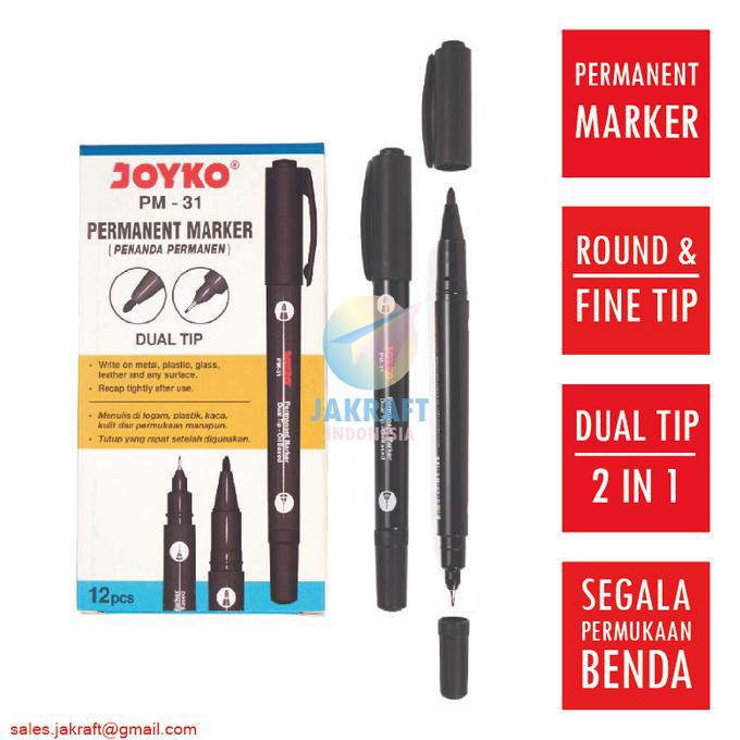 

Spidol Permanen Hitam JOYKO 2 in 1 Black Permanent Marker PM-31